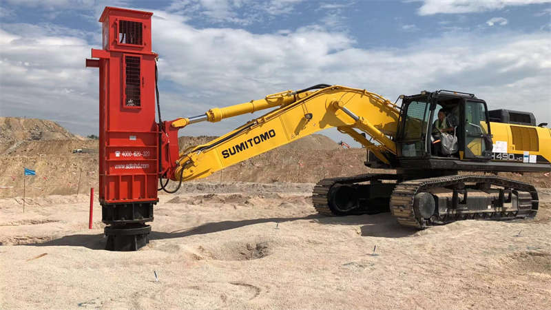 Rapid impact compactor installed on Excavator